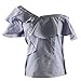 AOMEI Summer Blue Striped Blouse Shirts For Women