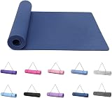 Narwhal Good Nite 6mm Yoga Mat Navy Non-Slip TPE 183x61x0.6cm with Strap