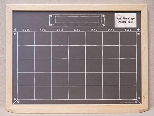 Black "Industrial Chalkboard" Monthly Dry Erase Wall Calendar - Framed Command Center