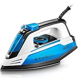Deik Steam Iron, Iron with Nanoceramic Soleplate, Fast Heat Iron with 5-Level Variable Temperature & Steam Control, Anti-Drip, Vertical Steam Boost, Self-Clean, Anti-Calc & Nonstick, 1200W