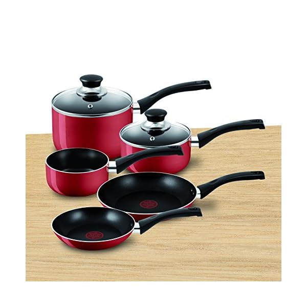 Tefal-A161S545-Bistro-Aluminium-Cookware-Set-5-Pieces-Red Tefal A161S545 Bistro Aluminium Cookware Set, 5 Pieces - Red