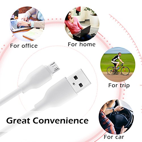 HAMSWAN Cable Charger 1M Micro USB Cable Soft Flexible Antifreeze Anti-pulls Tangle-free High Speed Sync and Charging Cable for Android Samsung HTC Nokia Sony and more (White) - Thumbnail 6