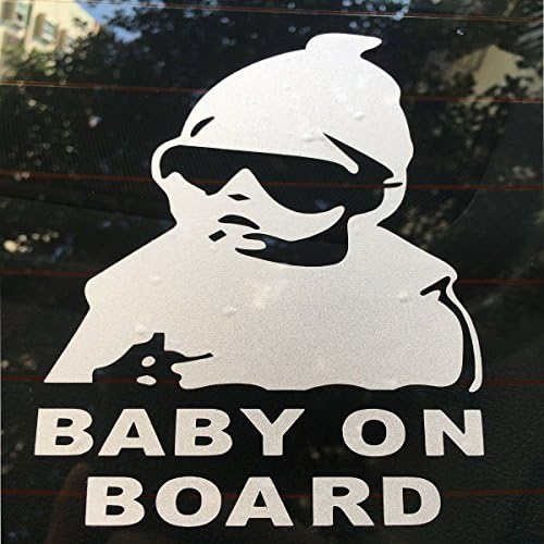 GOTRUP Baby on Board Hangover Carlos Vinyl Decal Sticker Funny Safety Sign for Car Bumper Truck Motorcycle Bicycle Window Laptop Ipad Wall Computer Macbook Skateboard Snowboard Sliver 2PCS
