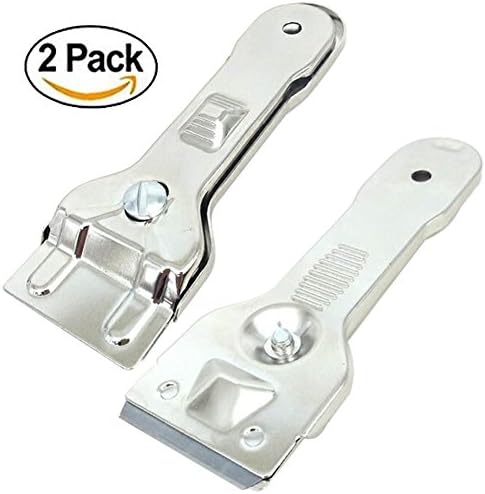 LGDehome Glass Scraper, Stainless Steel Cooktop Scrubbing Multipurpose Cleaning Hob Tool for Induction Glass Stove Ceramic Cooktop Grill Oven(2pcs)