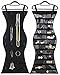 Hanging Jewelry Organizer, Dual Sided Closet Organizers , Earrings Bracelet Necklace Socks Pantyhose Storage Display Bag (Black (24 Pockets & 16 Hook-and-Loop Tabs))