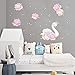 decalmile Peony and Swan Wall Decals Flower Girls Wall Stickers Girls Bedroom Romantic Room Wall Decor