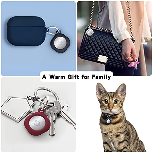 4 Pack Cases for Airtag 2021: Silicone Secure Holder Case with Keychain for AirTag Finder, Waterproof Anti-Scratch Anti-Lost Protective Cover for Airtag (Black/ White/ Blue/ Red)