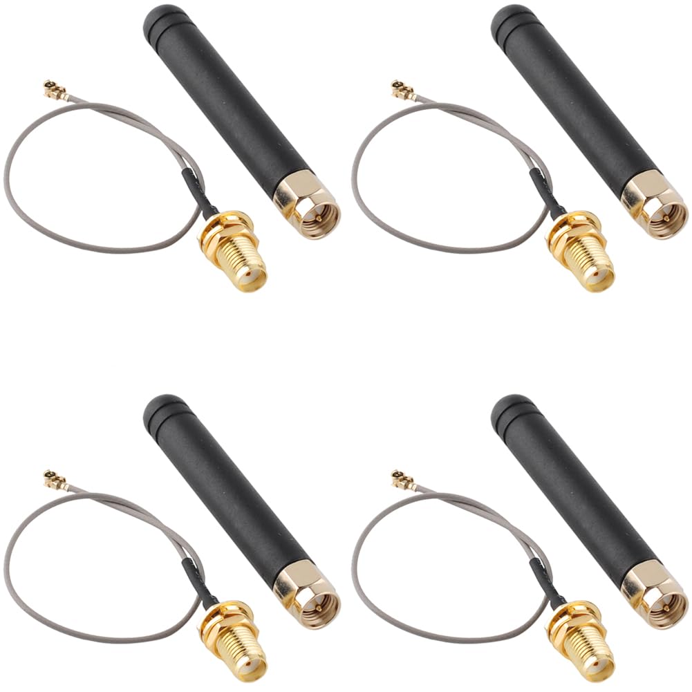 DIYmalls 868MHz LoRa Antenna 2dBi U.FL to SMA Connector Cable for Meshtastic Heltec 868 MHz Lora 32 V3 CubeCell HTCC-AB02S LoRa GPS Board Mesh Node T114 (Pack of 4)
