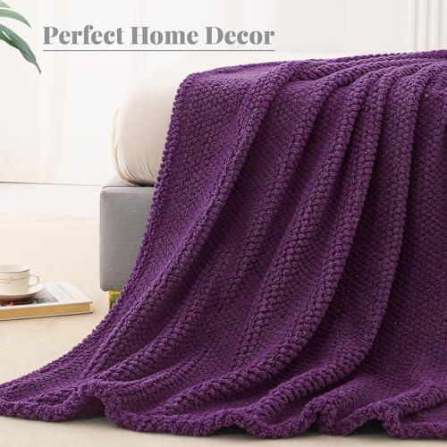 Whale Flotilla Fleece Blanket for Sofa, Flannel Bed Blanket, Soft, Fluffy, Lightweight and Warm for All Seasons, 220 x 240 cm, Purple