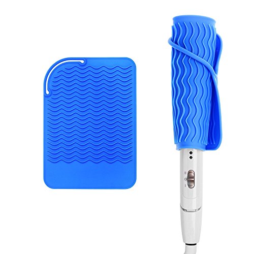 Beautyflier Heat-resistant Silicone Mat for Curling Hair Drier Hair Straightener Flat Iron Travel Heat Proof Mat for Hot Hair Care Tool Blue