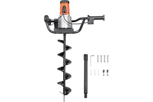 VEVOR Electric Post Hole Digger, 5.71 in Auger Bit with 1500W Powerful Motor, 140 RPM Alloy Steel Earth Auger Drill Bit with 10.24 in Extension Rod, for Post Hole Digging, Drilling & Tree Planting