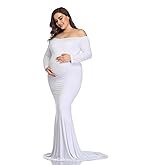 Mommy Jennie Long Sleeve Maternity Dress for Photoshoot Stretchy Pregnancy Fitted Gowns for Baby Shower