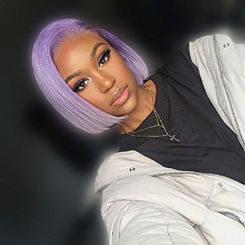 Light Purple 10 Inch Fashion Bob Hair Synthetic Hair Lace Front Wig For Women 150% Density