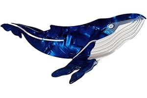 OMG DECOR Whale Hair Clips,Cellulose Acetate Hair Clips,Small Claw Clips for Girl,Hair Accessories for Women,Blue