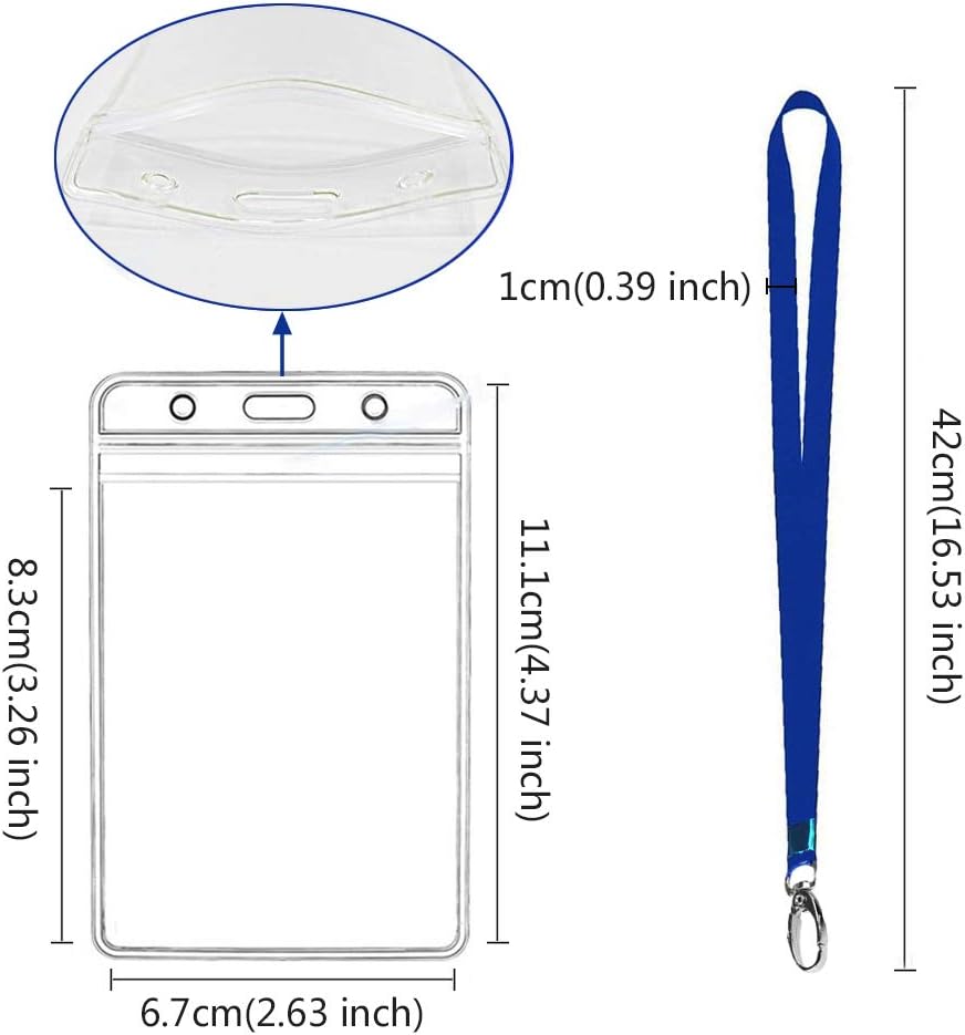 BUYGOO 24Pcs Name Badge Card Holders with Neck Lanyards for Staffs Students Teachers Waterproof Clear ID Tags Holders and Neckstrap Vertical Name Card Holder for Office Exhibition Conference - Image 3