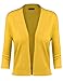BILY Women's Classic Open Front Cropped Cardigan Yellow Large