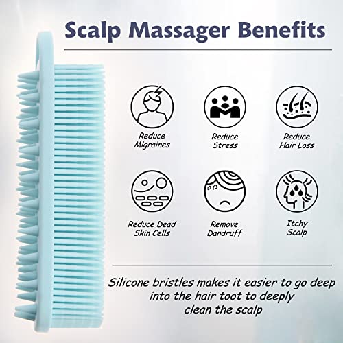 BEDELITE Silicone Body Scrubber - Silicone Loofah Exfoliating Bath Brush, Body & Face & Short Hair Wash, Fit for Sensitive and All Kinds of Skin, Easy to Clean and Lathers Well (Blue)