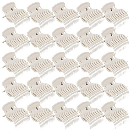 DaveandAthena 24 Pieces Hot Roller Clips Curler Claw Clips Replacement Roller Clips for Women Girls Hair Section Styling (White) - Thumbnail 7