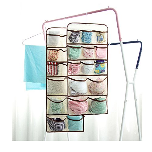 Daygos Hanging Closet Dual-Sided Organizers-30 Pockets-Canvas Storage Bag for Stockings&Socks&Underwear&Jewelry Organization - Thumbnail 5