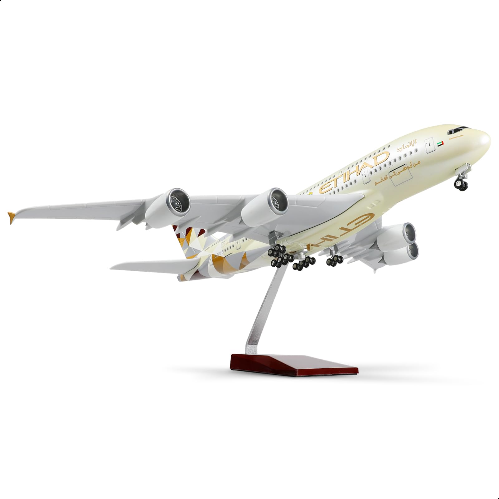 QIYUMOKE A380 1/160 Large Scale Airplane Model -18 inches A380etihad Die-cast Airplane Model for Adult -Model Plane Airbusa380 with Stand for Aviation Enthusiasts Gifts or Decorations