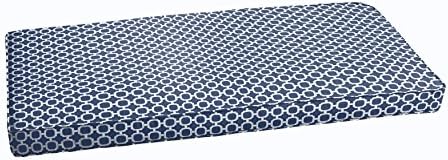 Mozaic Co Navy Chainlink Abstract Indoor/ Outdoor Corded Bench Cushion 60in x 19in x 3in