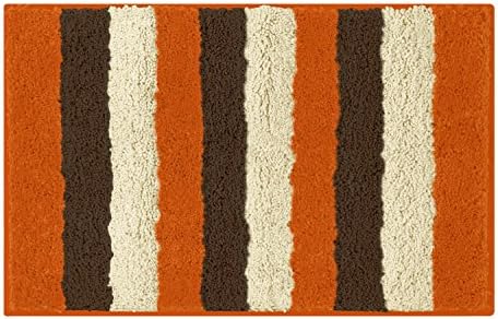 Bathtopia Radella Microfiber Stripe 18 x 30 in. Bath Rug, Orange