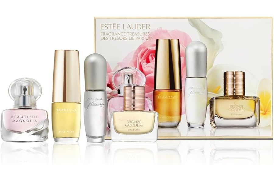 Estée Lauder Fragrance Treasures Travel Size Perfume Gift Set | Includes Beautiful Magnolia, Bronze Goddess, Beautiful & Pleasures | Perfumes for Women