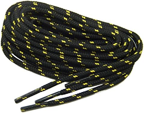 Fashionable proBOOT(TM) Rugged Wear professional grade Boot Shoelaces - (2 Pair Pack) (72 Inch 183 cm, Black w/Yellow Gold)