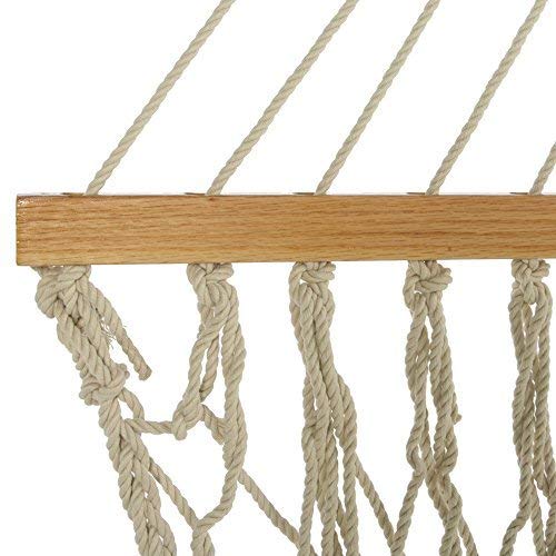 Elegant Homes Large DuraCord Rope Hammock, Quick Dry Rope Hammock with Double Size Solid Wood Spreader Bar Outdoor Patio Yard Poolside Hammock with Chains, 2 Person 450 Pound Capacity