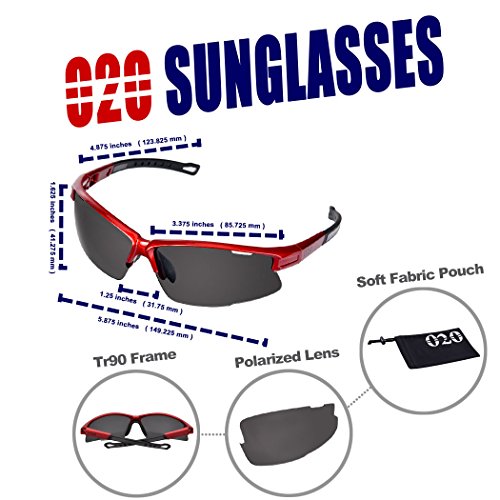 O2O Polarized Sports Sunglasses for Men Women Teens Cycling Running Fishing Golf Driving Tr90 Frame (Red/Black, Black)