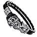 LZD Men's Unisex Stainless Steel Black Genuine Leather Skull Gothic Bracelet G82