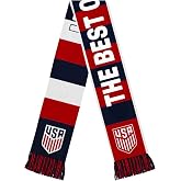Icon Sports Officially Licensed USA Soccer Supporter Scarf &ndash; U.S. Soccer Red, White &amp; Blue Knit Fan Scarf with USA Crest - Home Team Color