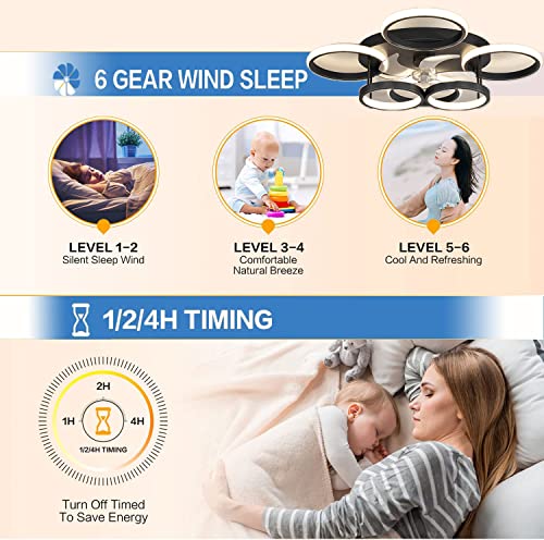 ANZHUANG Ceiling Fan with Light, Dimmable Ceiling Light 66W with Fan, with Remote Control and Timer APP Silent Fan Lamp, for Living Room Bedroom Bedroom