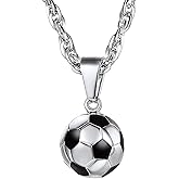 U7 Soccer Necklace for Men Football Baseball Basketball Stainless Steel Chain in Gold Silver Black Color, Shoes Pendant Necklaces for Gym Sport Players Hip Hop Jewelry, 22 Inch