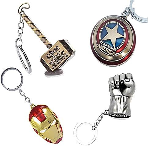 One Point Collections Superhero Captain America/Hulk/Iron Man Thor Keychain/Key Ring (Gold or Silver) -Combo Pack of 4 ...