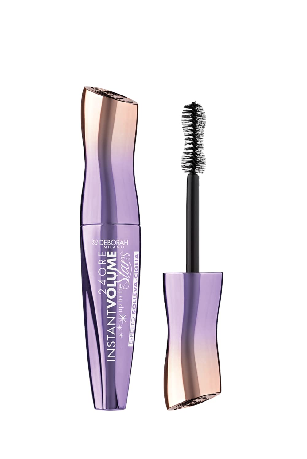 Deborah Milano Mascara 24 Hour Instant Volume Up to The Star Volumizing, Stretchy and Shaping Effect Long Lasting with Silk Protein, Dona Cille Nutrite and Elastic Black 12 ml