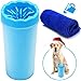 FOCUSPET Portable Dog Paw Cleaner, 9 Inch High XL Soft Silicone Pet Foot Washing Cleaning Brush Cup with 11.8 x 11.8 inch Towel