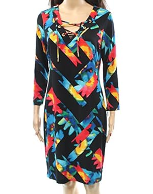 Womens Printed Lace-Up Cocktail Dress Multi 8