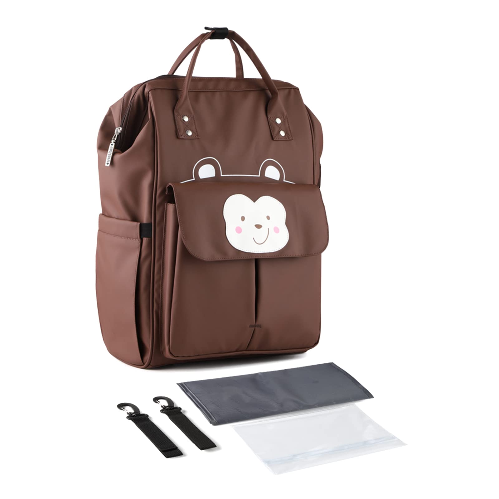 SONARIN Stylish Large Capacity Baby Changing Bag Backpack,Multifunctional Waterproof Travel Diaper Bag Nappy Changing Bag with Changing Mat & Stroller Straps for Mom & Dad(Brown)