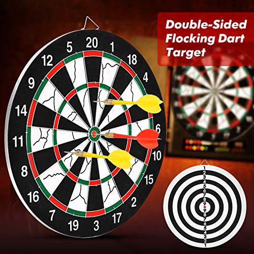 BATTOP Double-Sided Dart Board for Kids w/ 6 Steel Tip Darts,Excellent Indoor Outdoor Darts Game and Party Games for Teenage Boys Toy Gift & Adults Family Time Leisure Sport