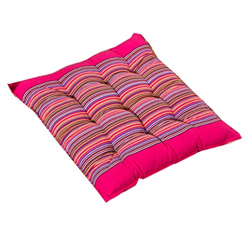 Chair Pads,Elevin(TM)Home Indoor Outdoor Comfort Coarse Cloth Cotton
Stripe Chic Cushion Removable Tatami Mat Office Dining Room Chair Seat
Pads (Hot Pink)