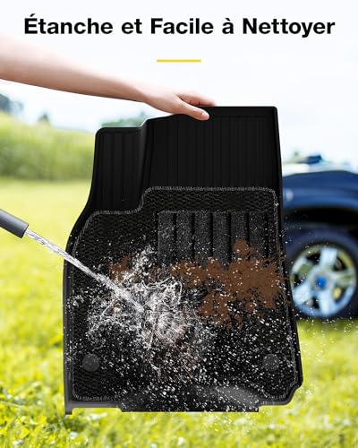 3W Floor Mats for Tesla Model Y 2020-2024 2025(Not Compatible with Con il 2025 Model Y Juniper), TPE Car Mats with Top Carpet and Boot Liner Non-Slip Waterproof