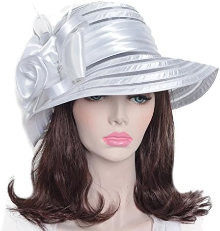 Wimdream Women's Church Wedding Cloche Bucke That Floral Bridal Derby Hat S015-X (White)