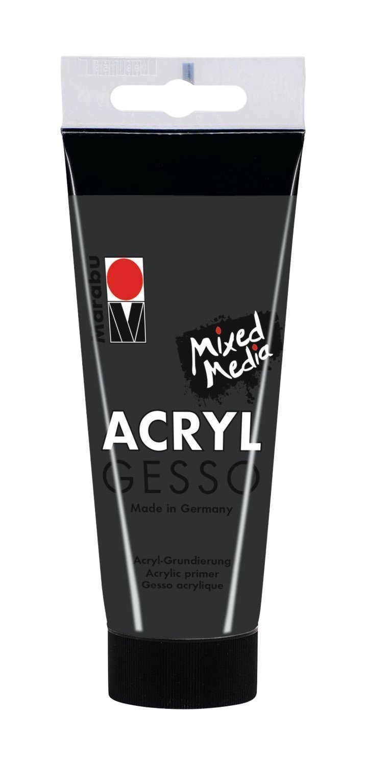 Marabu 12040050812 - Acrylic Gesso Black 100 ml, Fine, High-Coverage Acrylic - Water-Based Primer, Low Absorbent, for Smooth Paint Application and Good Adhesion of Paints and Media