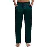 SWOMOG Men's Satin Silk Pajama Pant Long Pj Bottoms Soft Lounge Sleep Pants with Pockets