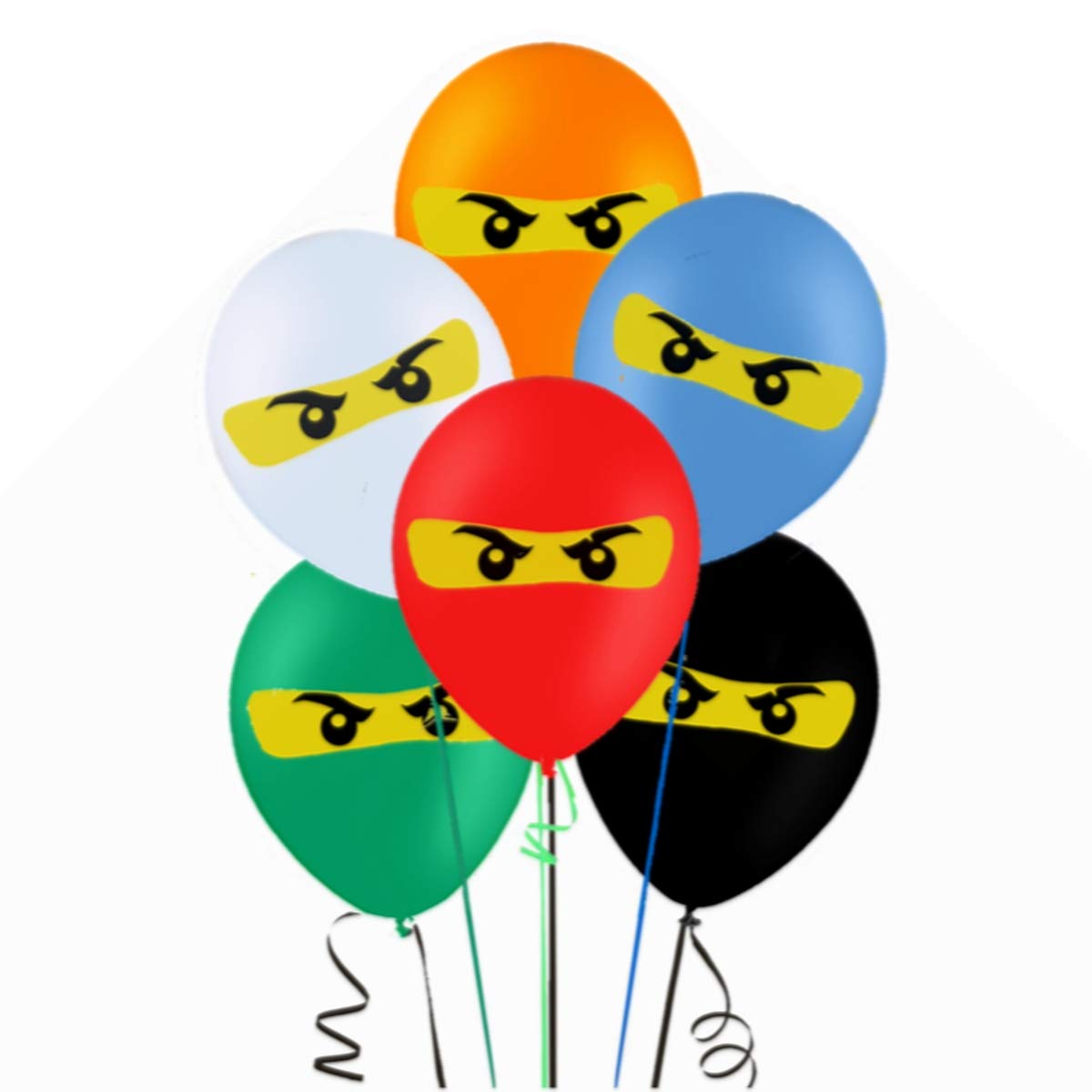 Merchant Medley 30 Count LEGO Ninjago Inspired Balloon Pack - Large 12" Inch Size - Latex - Includes 6 Styles