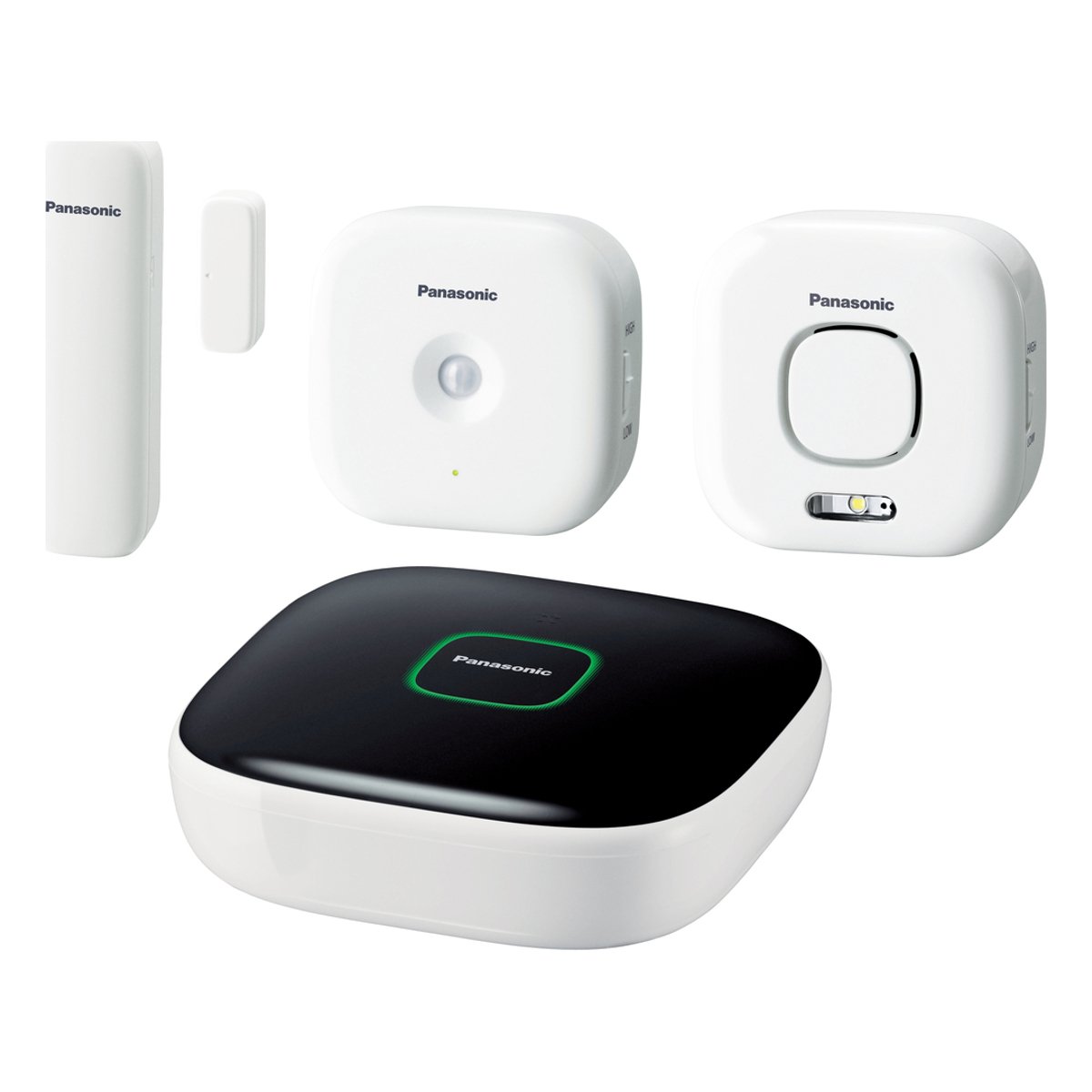 Panasonic Smart Home KX-HN6011EW Safety Starter Kit Plus with hub, Window/Door Sensor and Indoor Siren, White, Set of 4 Pieces