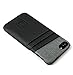 Dockem RFID Blocking Card Case for iPhone 8 and iPhone 7 - Minimalist Synthetic Leather Wallet Case with Canvas Styling, Ultra Slim Executive Snap On Cover with 3 Card Holder Slots, Black and Grey