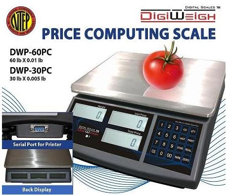 Digiweigh DWP-30PC Price Computing Scale 30 lb x 0.005 lb, NTEP, Legal For Trade,NEW