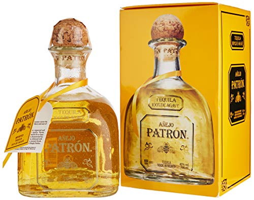 PATRÓN Añejo Premium-Tequila, 40% Vol., 70 cl/700 ml, aus 100 % besten blauen Weber-Agaven, in Mexiko in kleinen Chargen handdestilliert, über 12 Monate im Eichenfass gelagert, perfekt für Margaritas